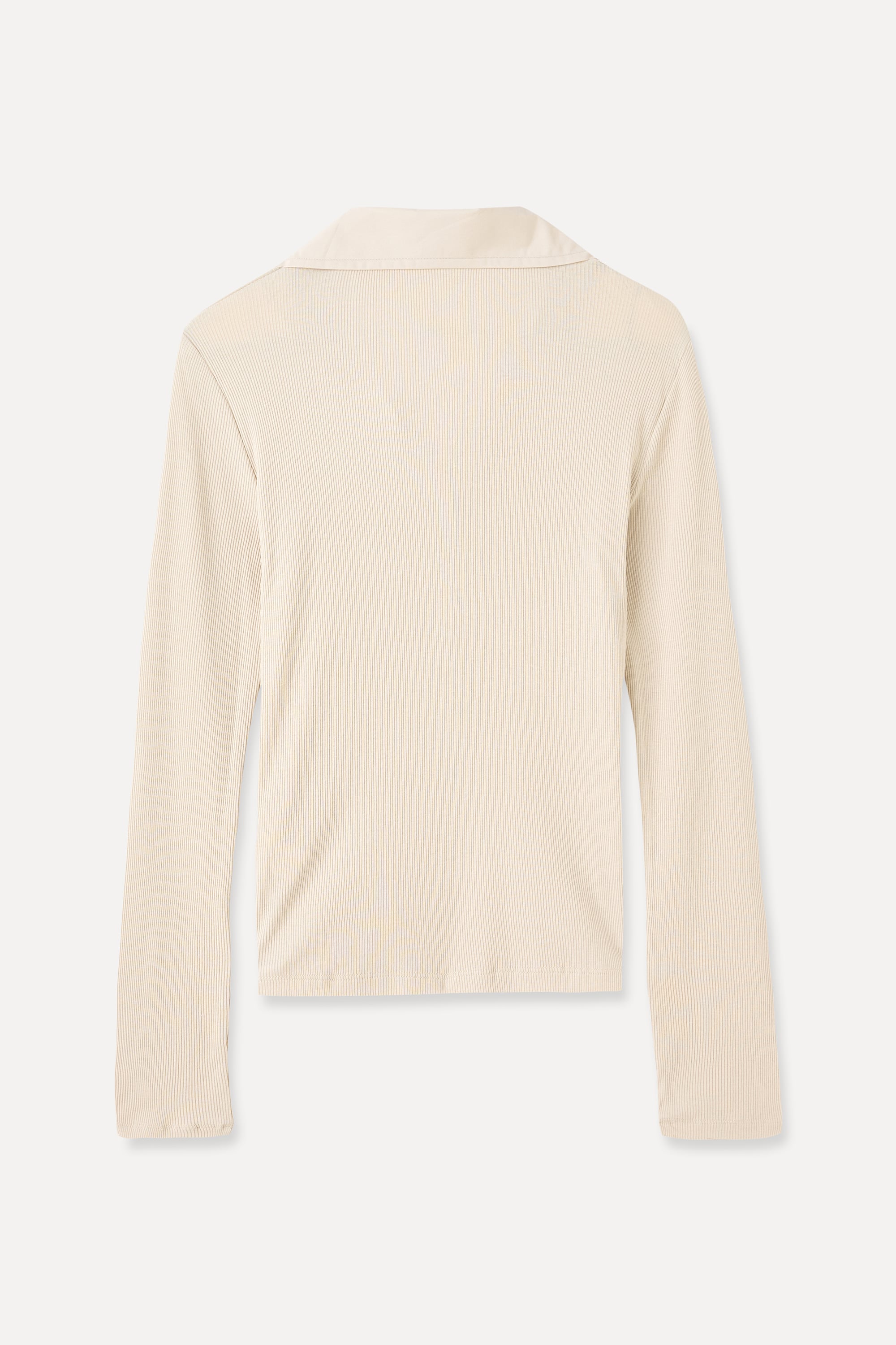 MODAL KARIŞIMLI FITTED UZUN KOLLU BLUZ