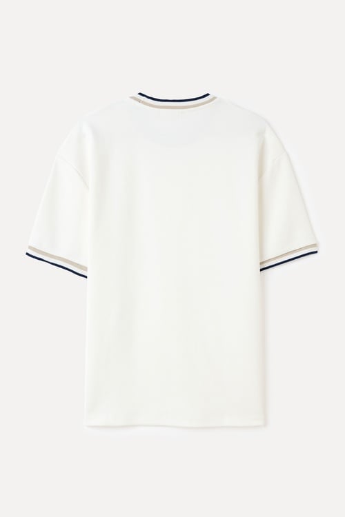 ŞERİT DETAYLI KISA KOLLU OVERSIZE T-SHIRT