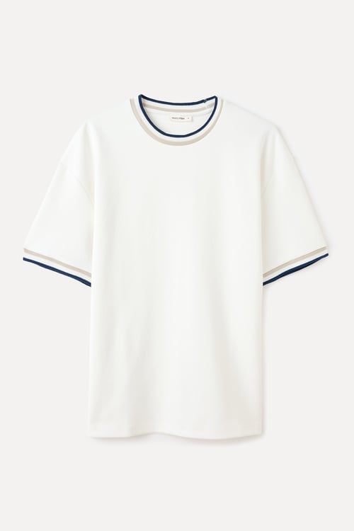 ŞERİT DETAYLI KISA KOLLU OVERSIZE T-SHIRT