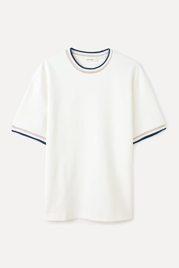 ŞERİT DETAYLI KISA KOLLU OVERSIZE T-SHIRT