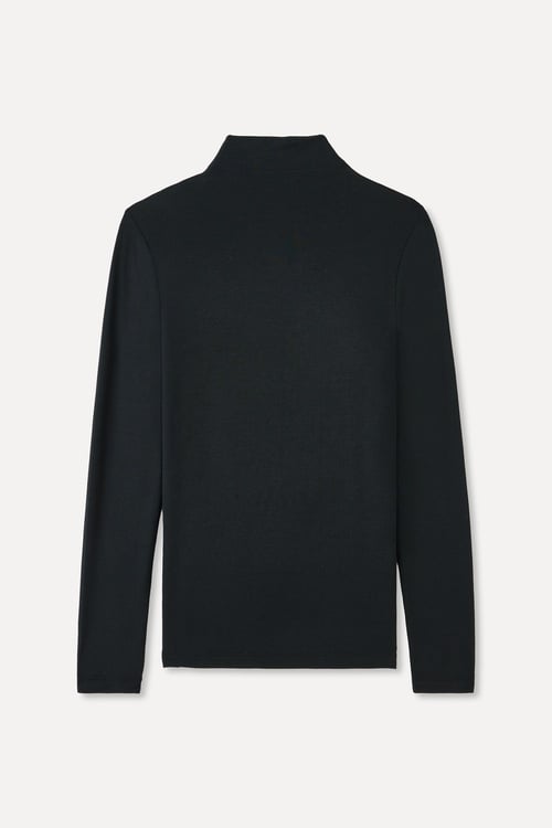  MODAL KARIŞIMLI DİK YAKA FITTED UZUN KOLLU T-SHIRT