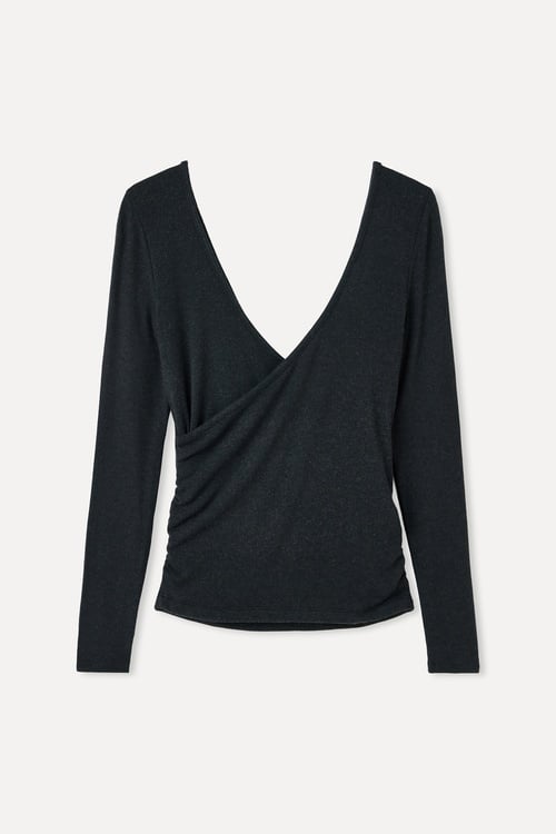  V YAKA FITTED UZUN KOLLU BLUZ