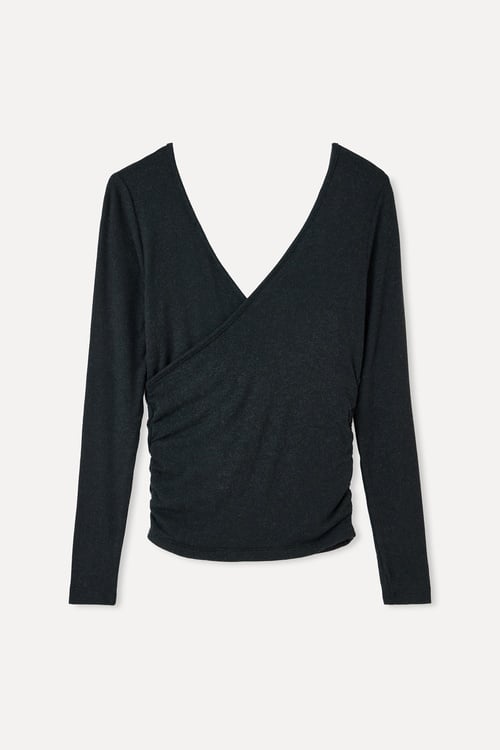  V YAKA FITTED UZUN KOLLU BLUZ
