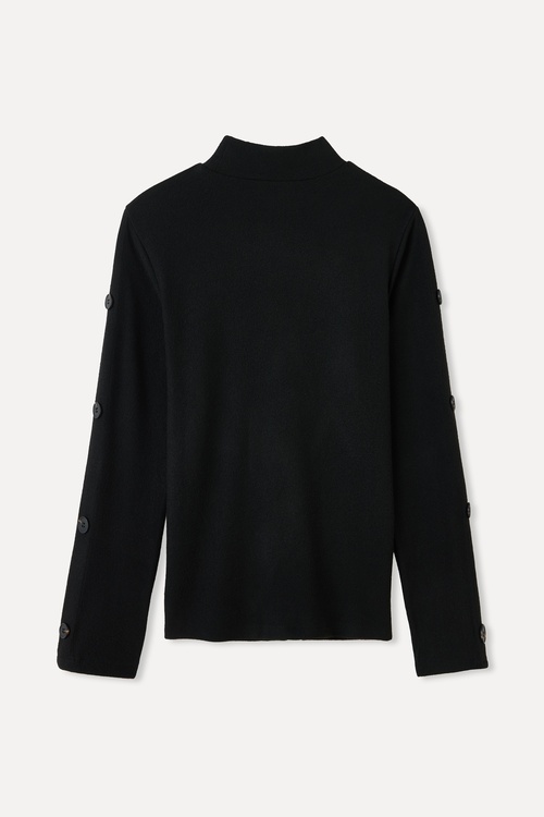 DİK YAKA DÜĞME DETAYLI KAZAK