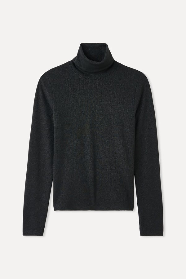 DİK YAKA FITTED UZUN KOLLU T-SHIRT