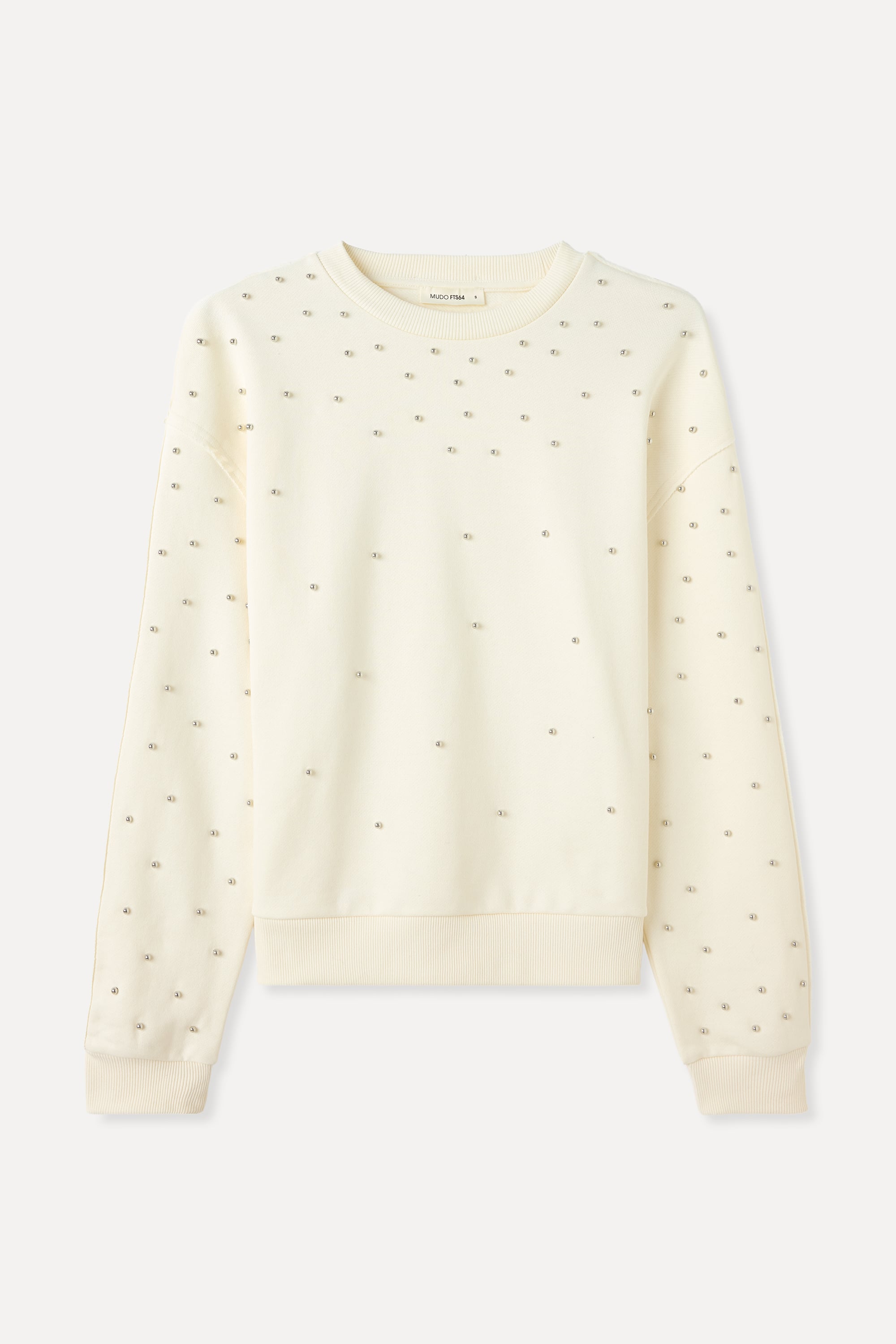 LOOSE FIT BİSİKLET YAKA TAŞLI SWEATSHIRT