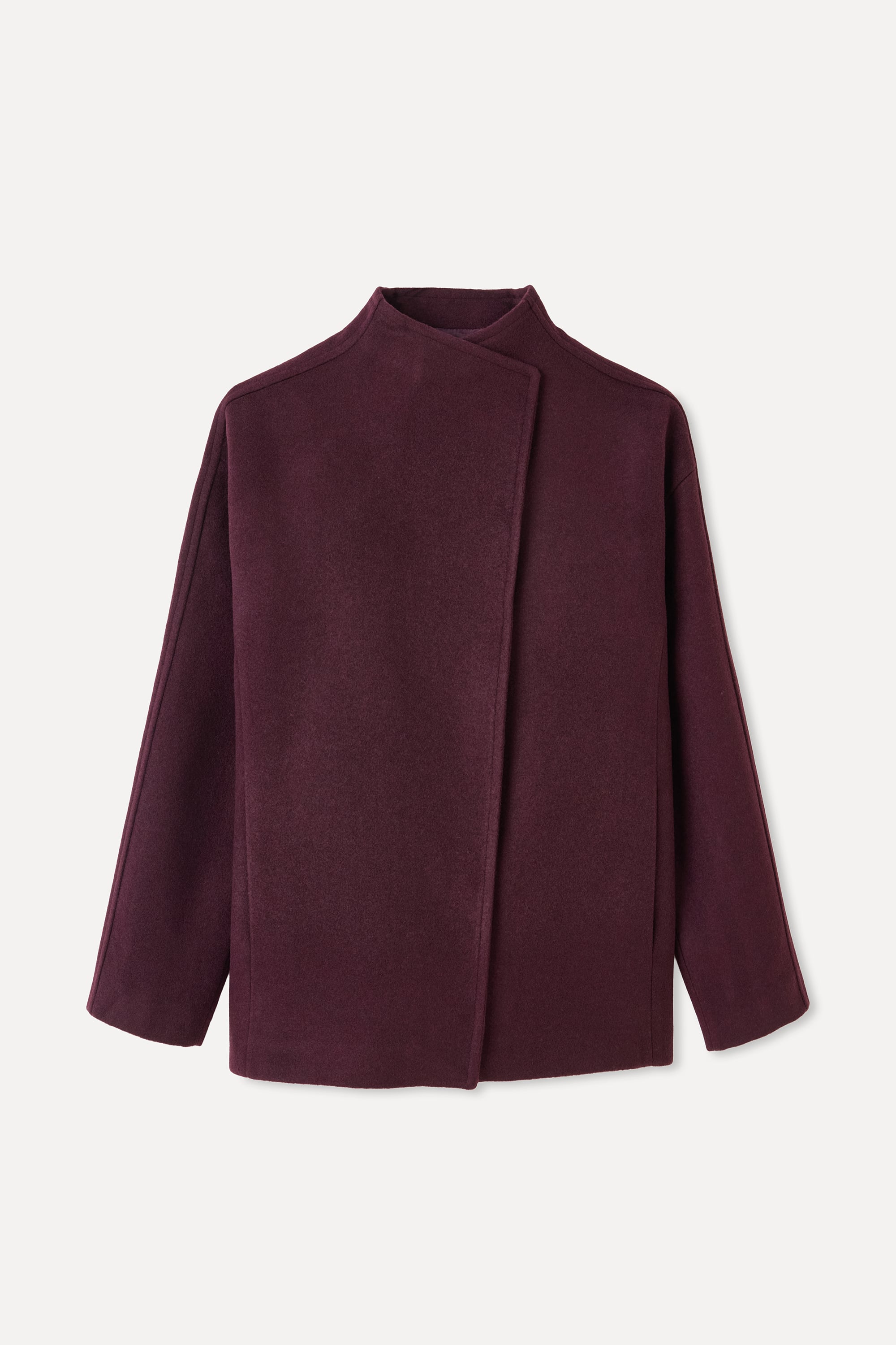 YÜN KARIŞIMLI DİK YAKA OVERSIZE KISA KABAN