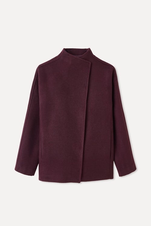  YÜN KARIŞIMLI DİK YAKA OVERSIZE KISA KABAN