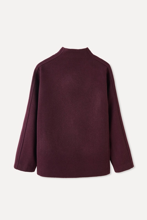  YÜN KARIŞIMLI DİK YAKA OVERSIZE KISA KABAN