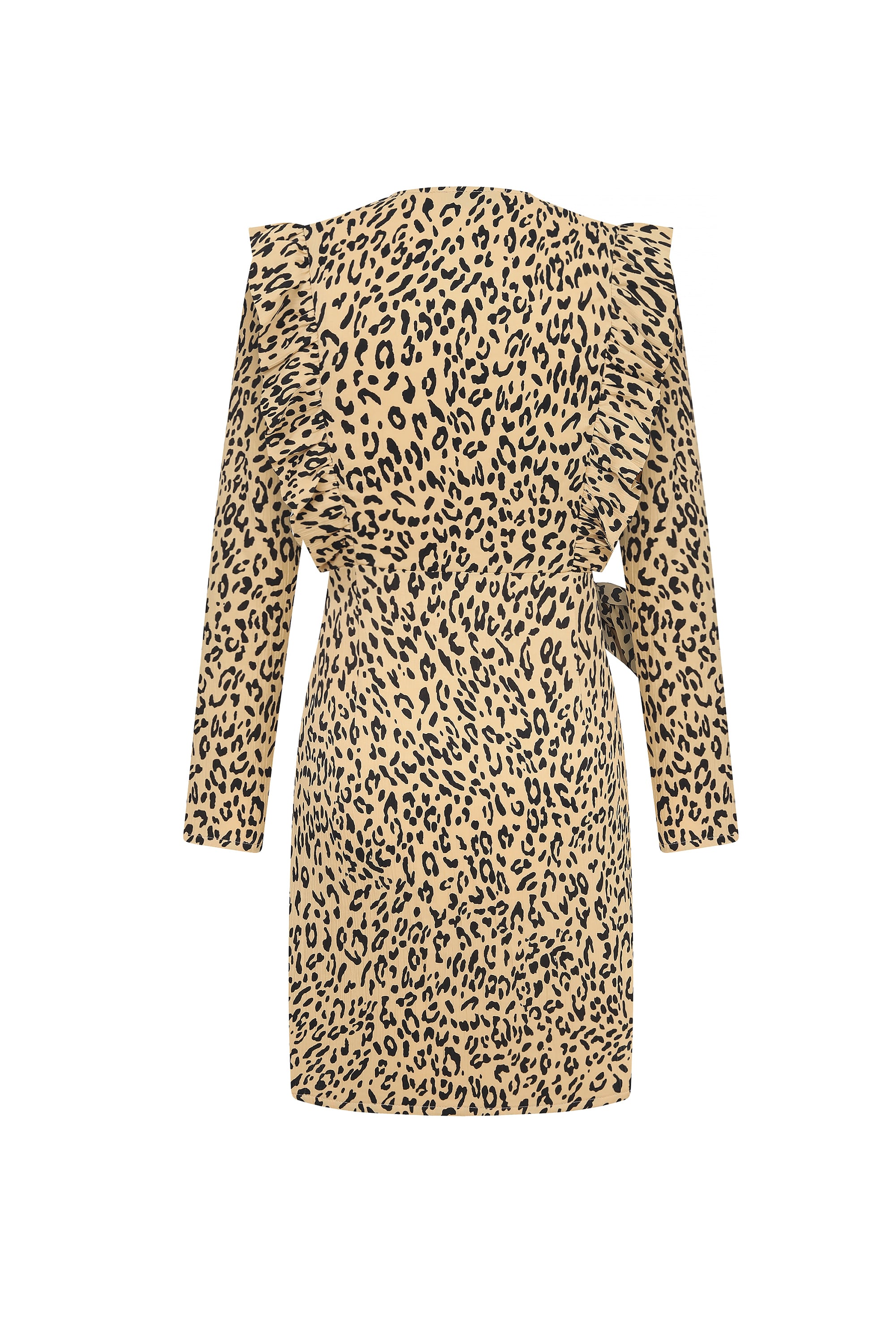 LEOPAR DESENLİ UZUN KOLLU MİNİ KRUVAZE ELBİSE