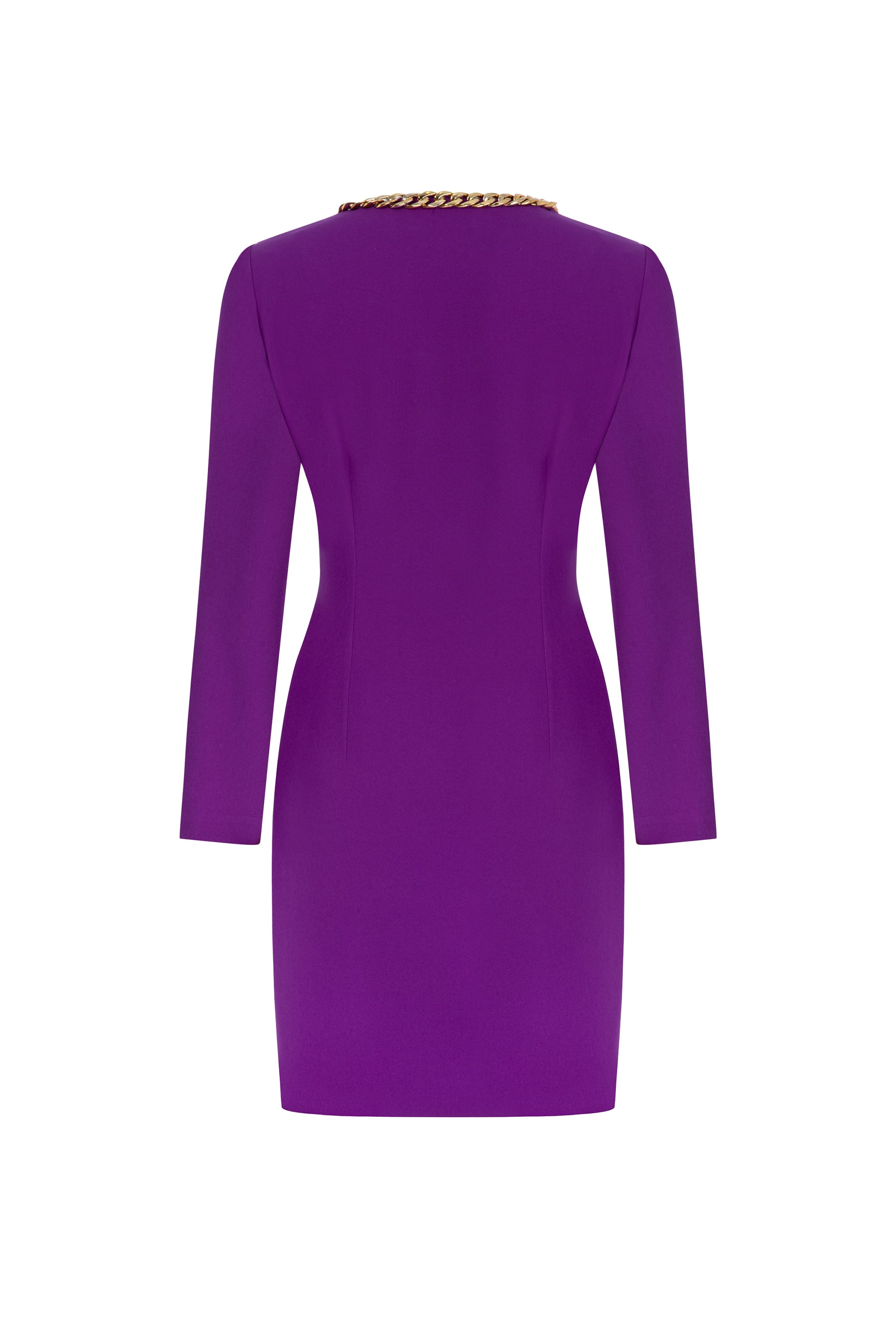 ZİNCİR DETAYLI UZUN KOLLU MİNİ ELBİSE