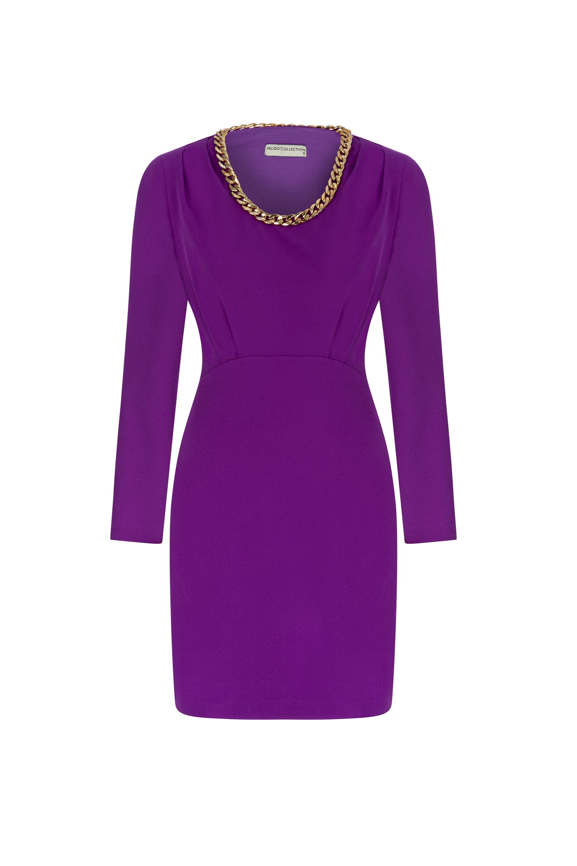 ZİNCİR DETAYLI UZUN KOLLU MİNİ ELBİSE