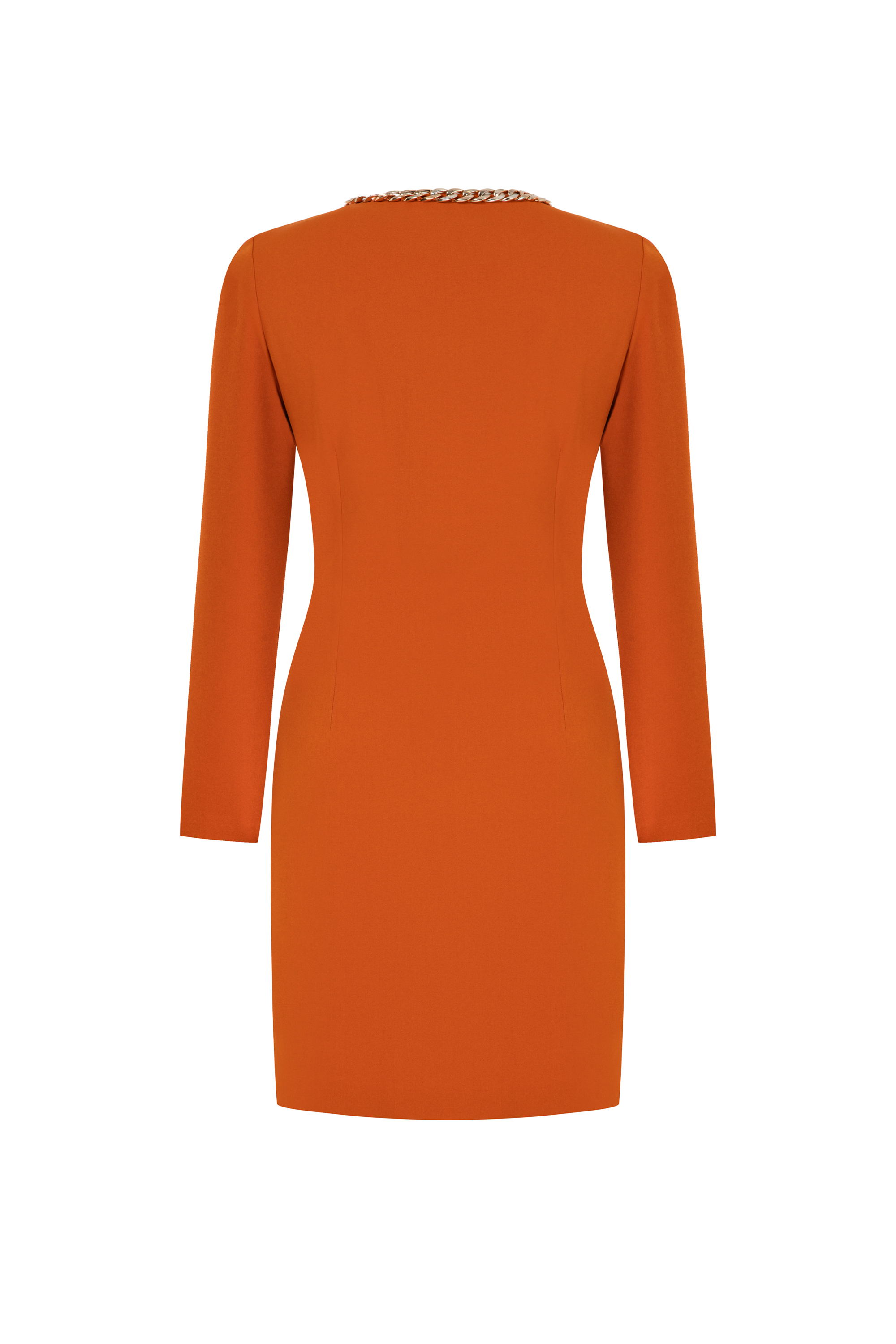 ZİNCİR DETAYLI UZUN KOLLU MİNİ ELBİSE