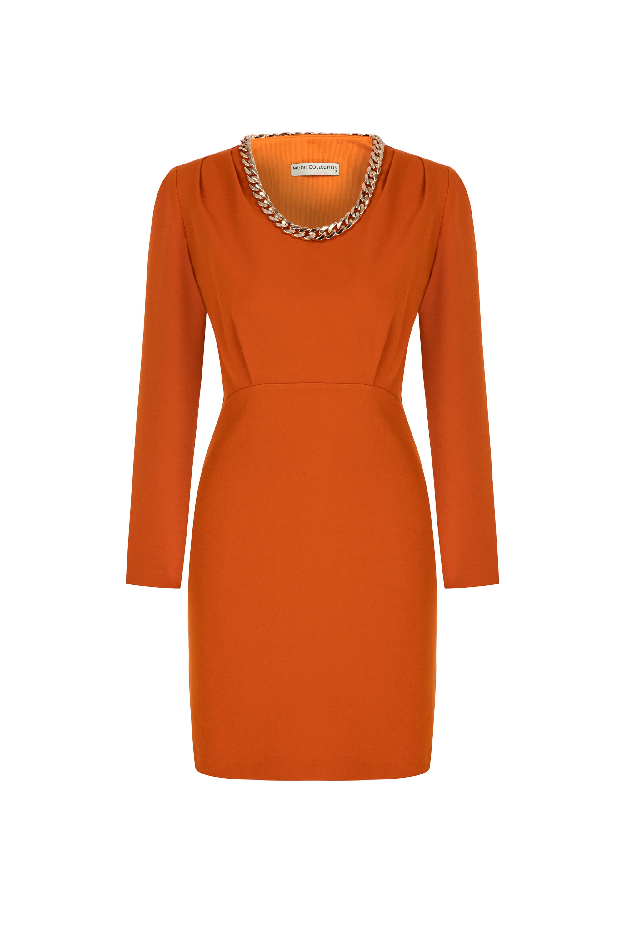 ZİNCİR DETAYLI UZUN KOLLU MİNİ ELBİSE