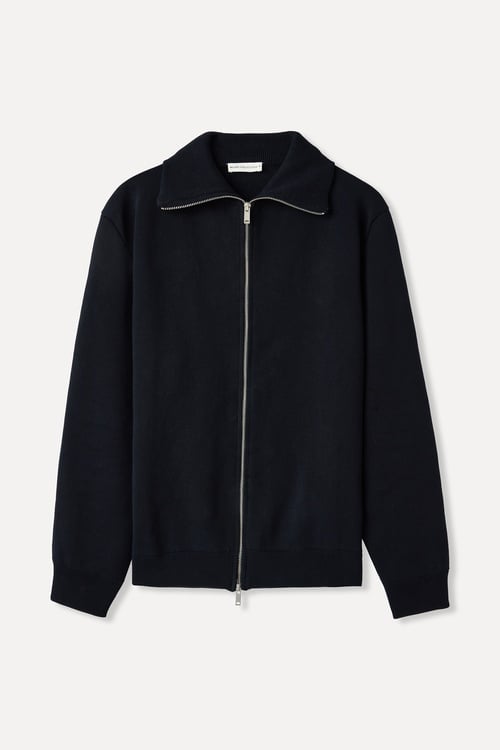 DİK YAKA ÇİFT FERMUARLI HIRKA