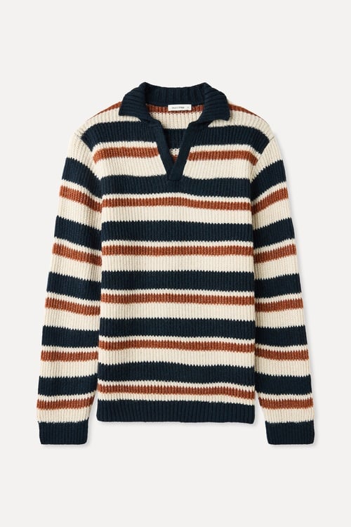 ÇİZGİLİ LOOSE FIT POLO YAKA KAZAK