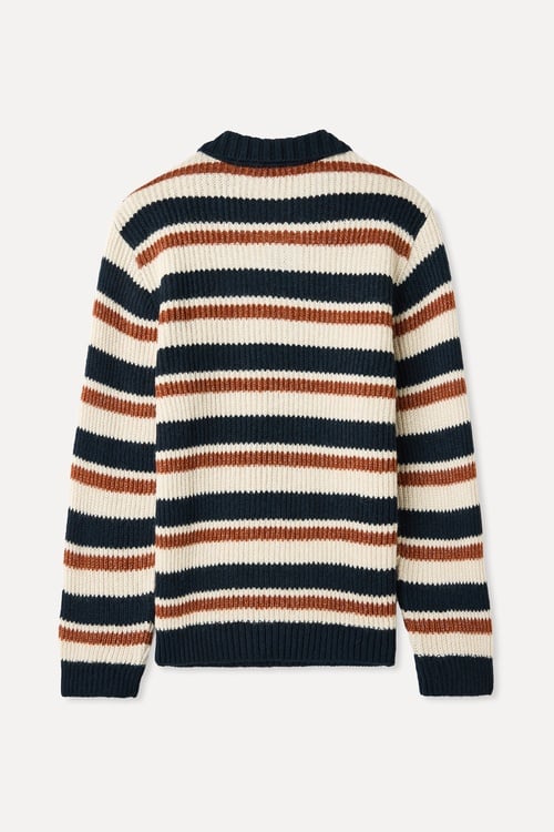 ÇİZGİLİ LOOSE FIT POLO YAKA KAZAK