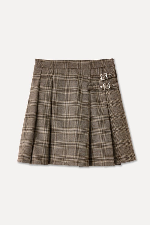 EKOSELİ KEMER DETAYLI MİNİ ETEK