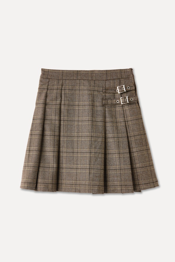 EKOSELİ KEMER DETAYLI MİNİ ETEK