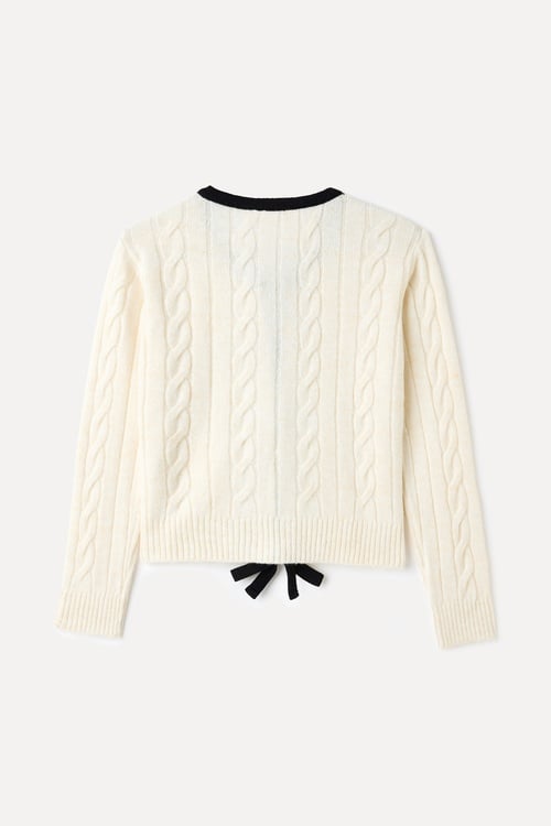 FİYONK BAĞLAMALI ÖRGÜ DESENLİ HIRKA