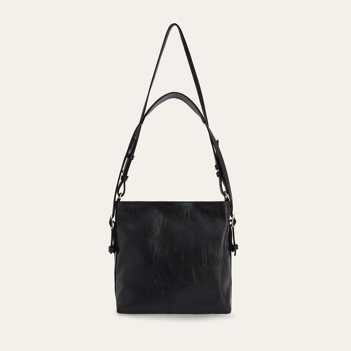 KIRIŞIK DERİ GÖRÜNÜMLÜ ÇİFT ASKILI OMUZ ÇANTASI