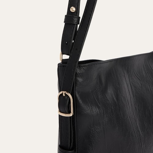 KIRIŞIK DERİ GÖRÜNÜMLÜ ÇİFT ASKILI OMUZ ÇANTASI