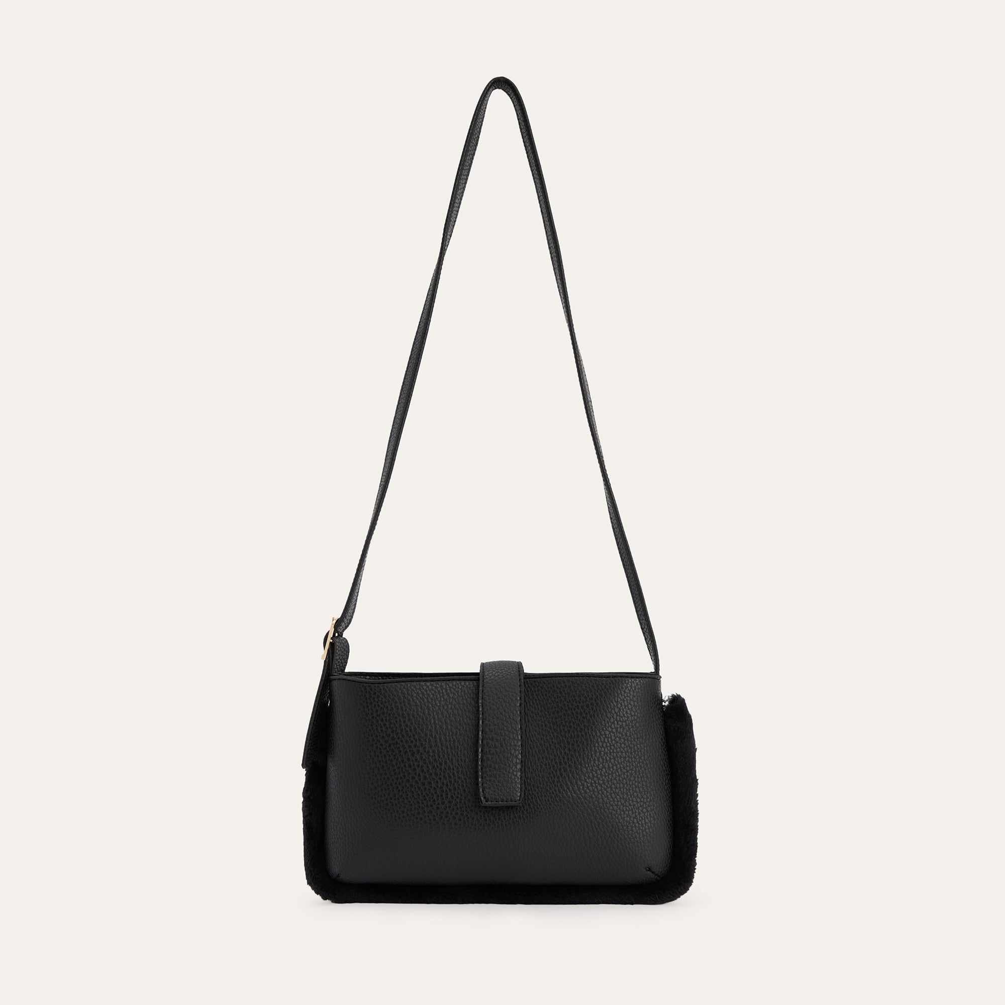 PELÜŞ DETAYLI OMUZ ÇANTASI