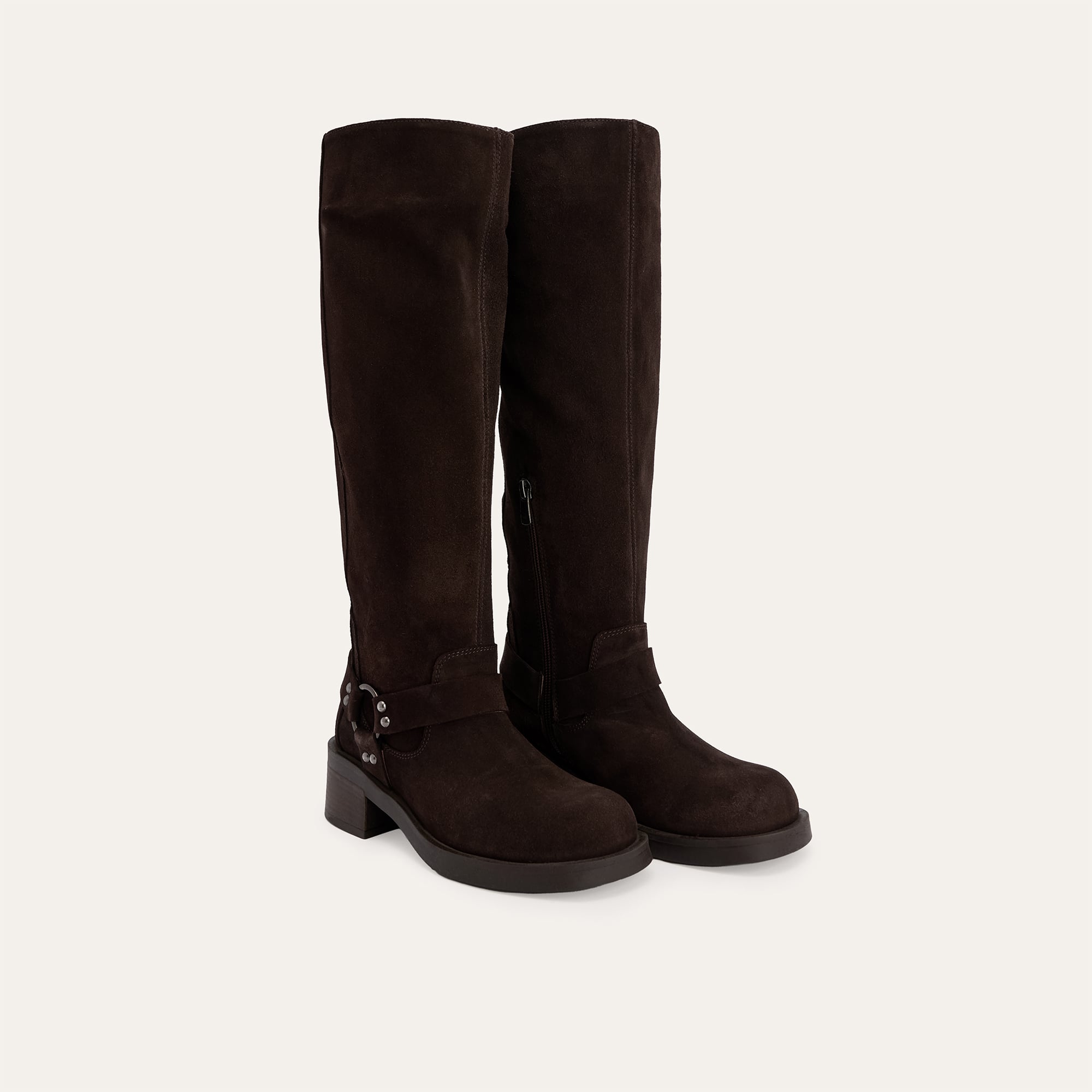 KEMER DETAYLI SÜET DOKULU HAKİKİ DERİ ÇİZME