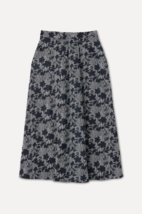 BASKILI PİLE DETAYLI MİDİ ETEK