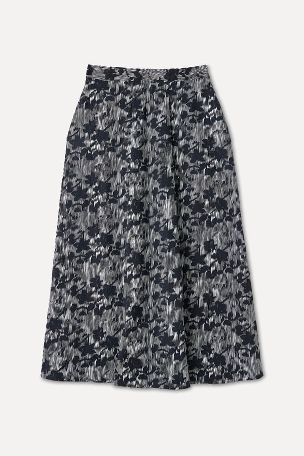 BASKILI PİLE DETAYLI MİDİ ETEK