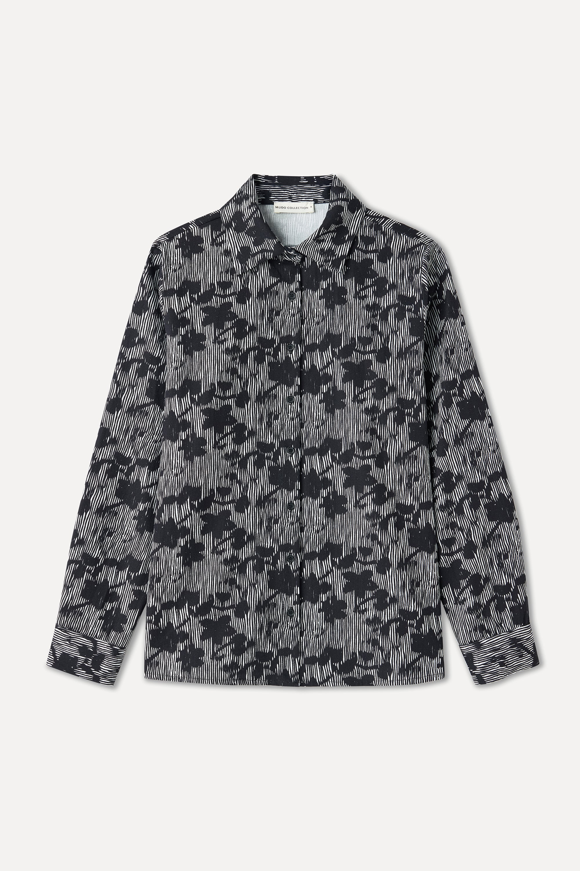 BASKILI UZUN KOLLU GÖMLEK