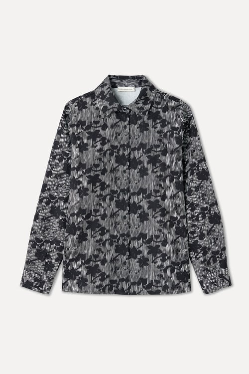 BASKILI UZUN KOLLU GÖMLEK