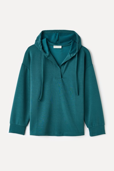 Mudo Kadın Petrol Loose Fit Modal Karışımlı Kapüşonlu Sweatshirt