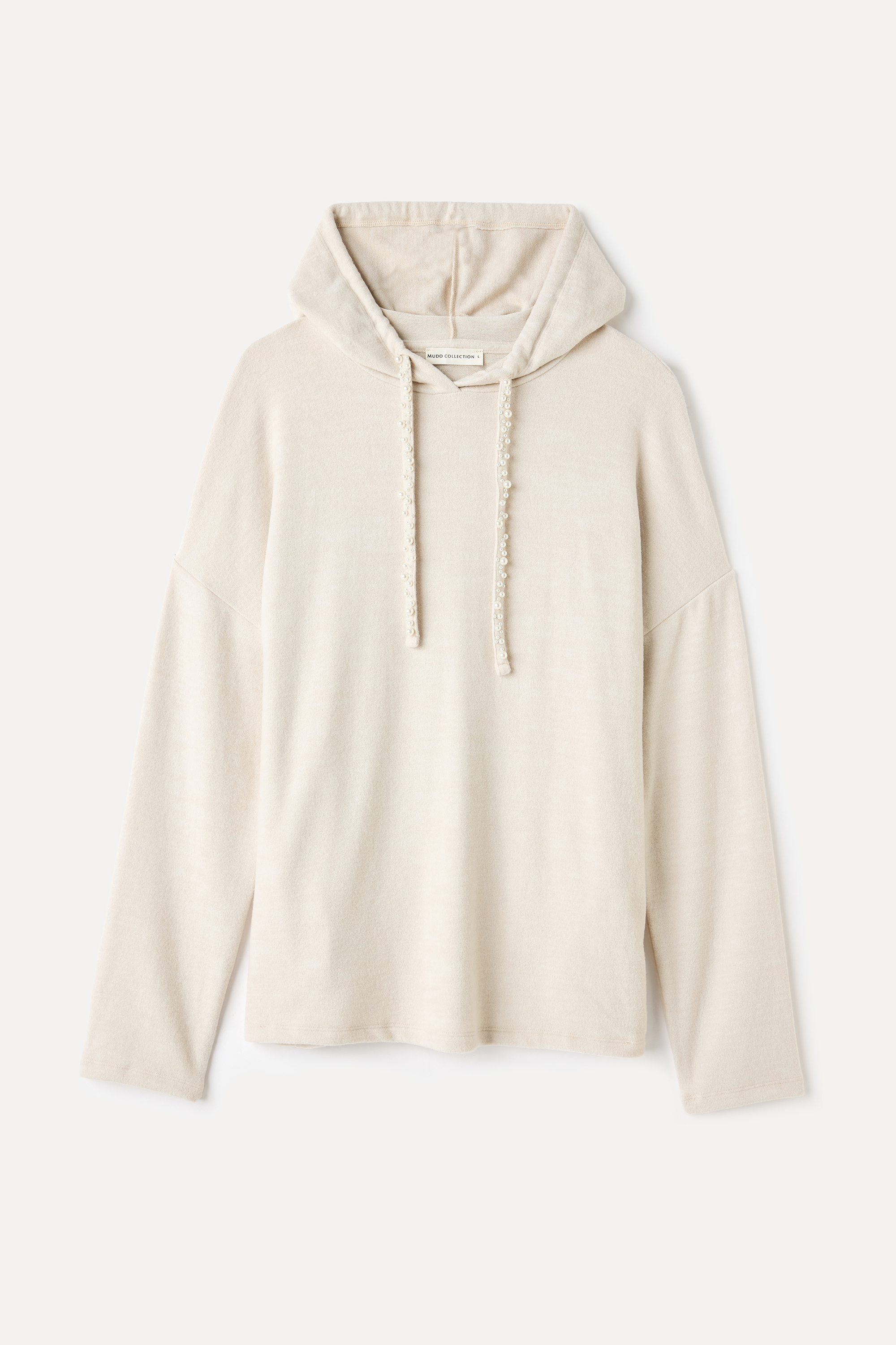 İNCİ DETAYLI KAPÜŞONLU SWEATSHIRT