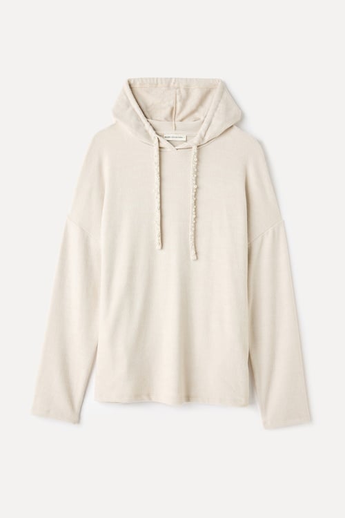 İNCİ DETAYLI KAPÜŞONLU SWEATSHIRT