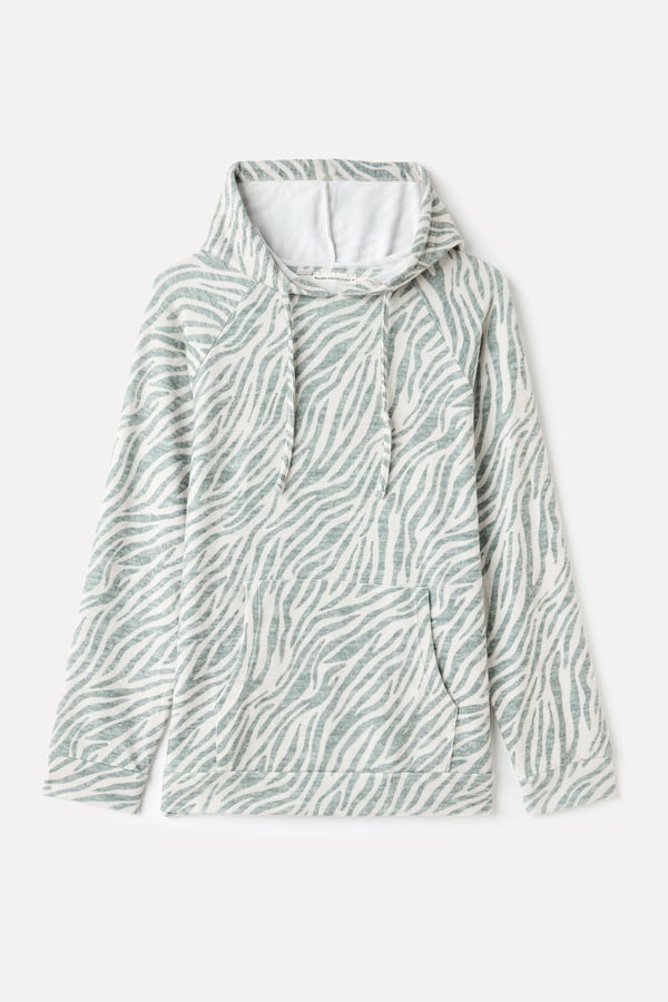 BASKILI KAPÜŞONLU SWEATSHIRT