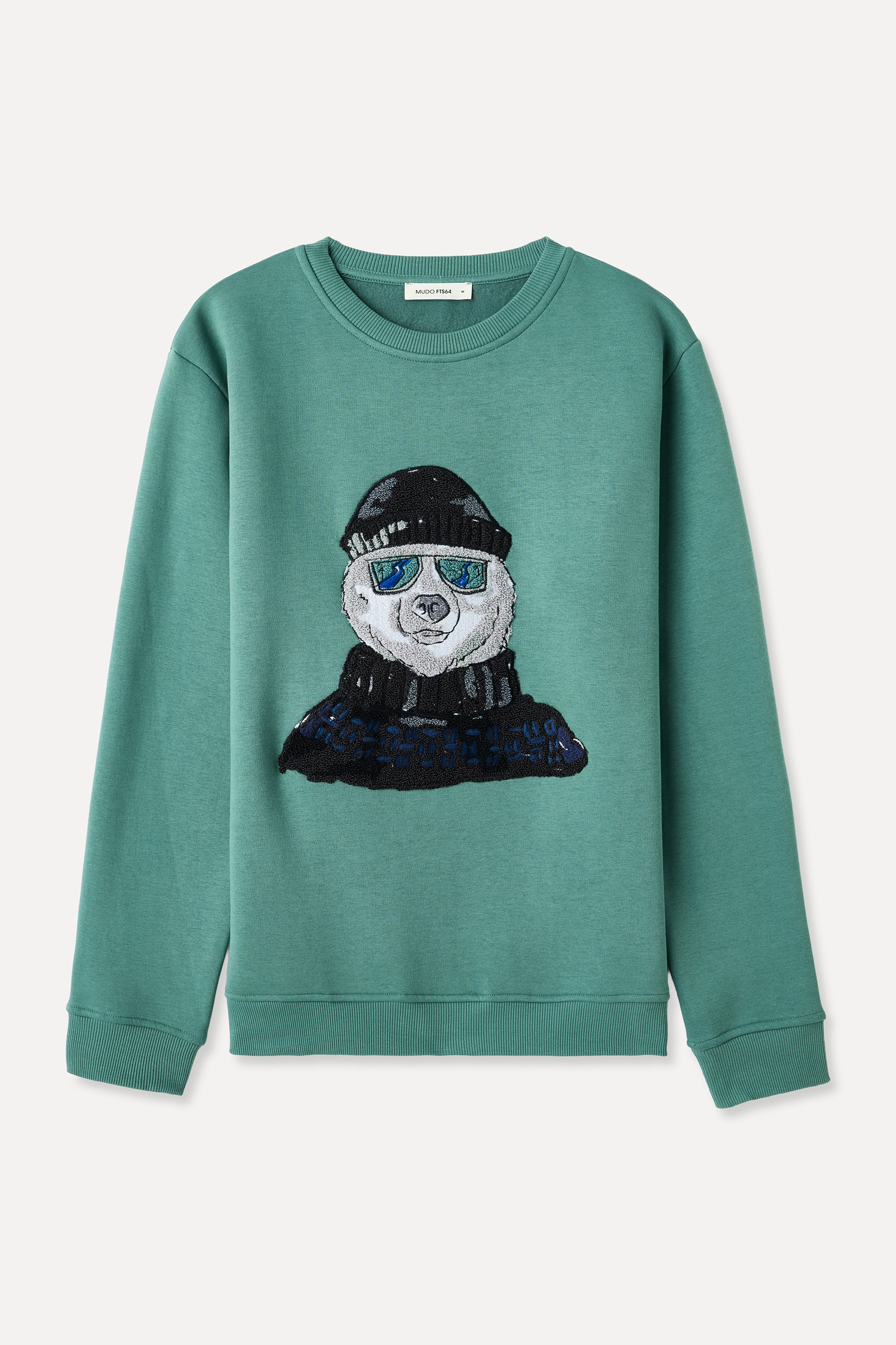 NAKIŞLI BİSİKLET YAKA SWEATSHIRT