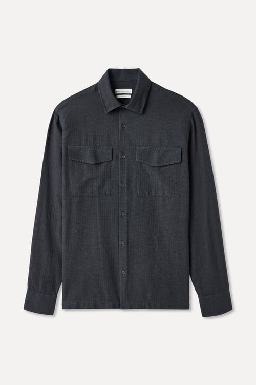 BALIKSIRTI DESENLİ REGULAR FIT UZUN KOLLU GÖMLEK