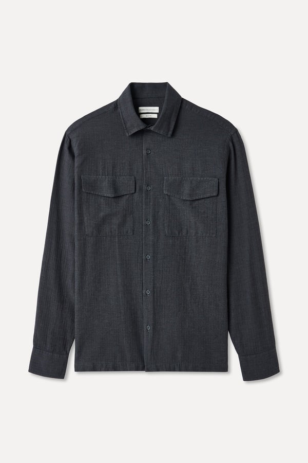 BALIKSIRTI DESENLİ REGULAR FIT UZUN KOLLU GÖMLEK