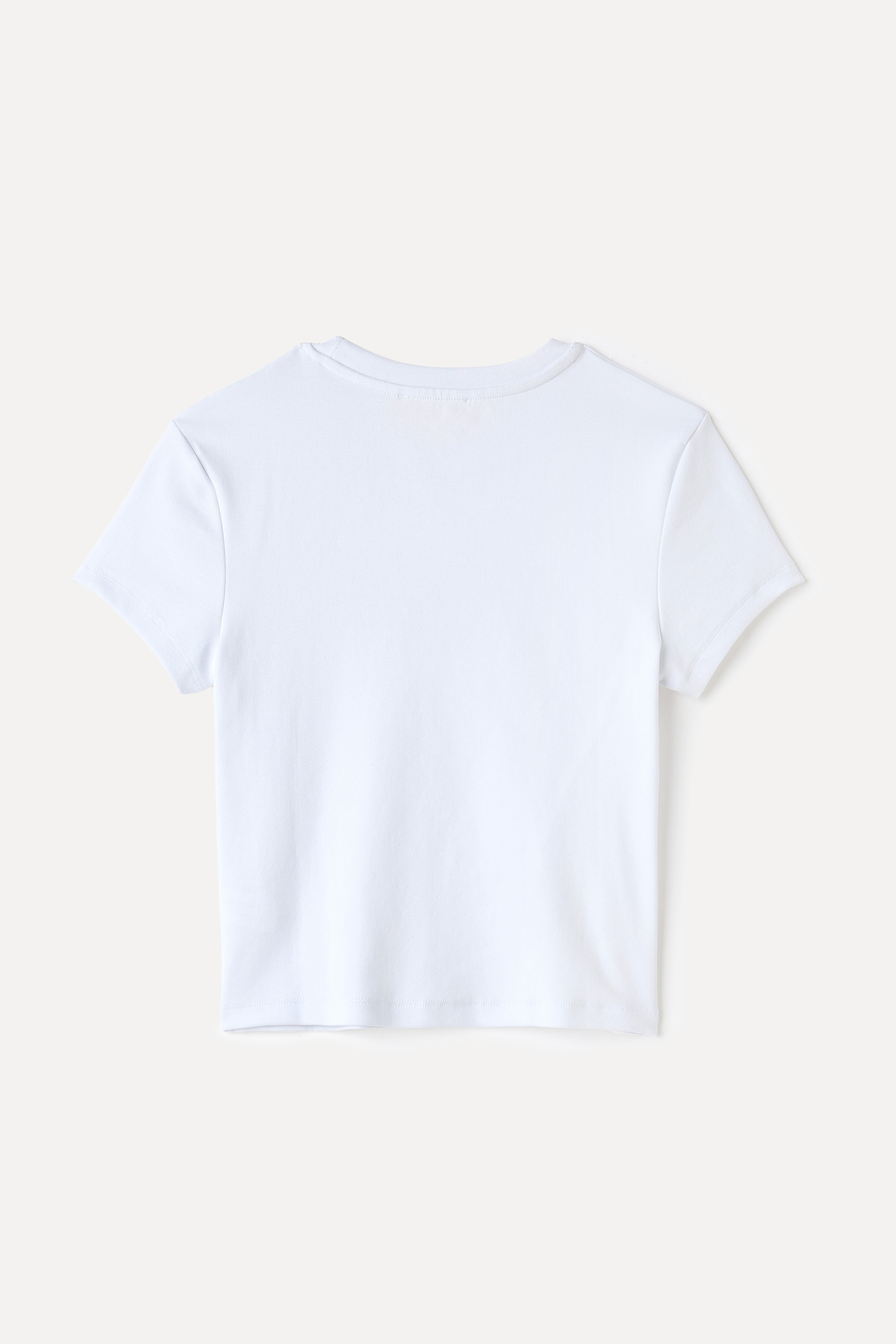 FITTED BASKILI BİSİKLET YAKA T-SHIRT