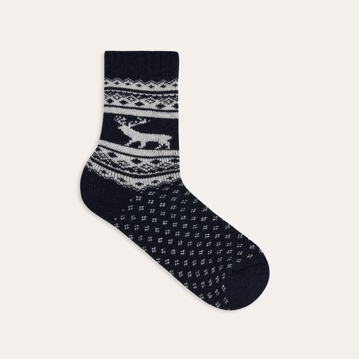 DESENLİ YÜN KARIŞIMLI SOKET ÇORAP