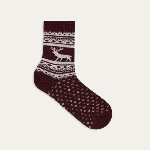 DESENLİ YÜN KARIŞIMLI SOKET ÇORAP