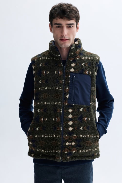 DİK YAKA JAKARLI ÇİFT TARAFLI ŞİŞME YELEK