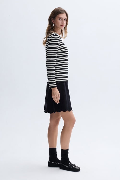 NERVÜR DİKİŞ DETAYLI MİNİ ETEK