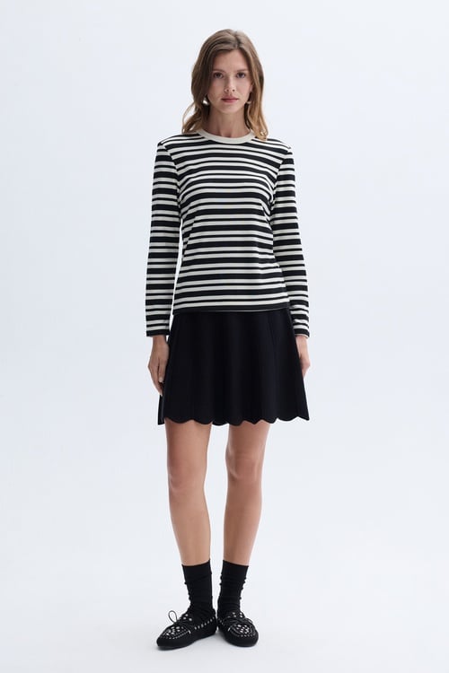 NERVÜR DİKİŞ DETAYLI MİNİ ETEK