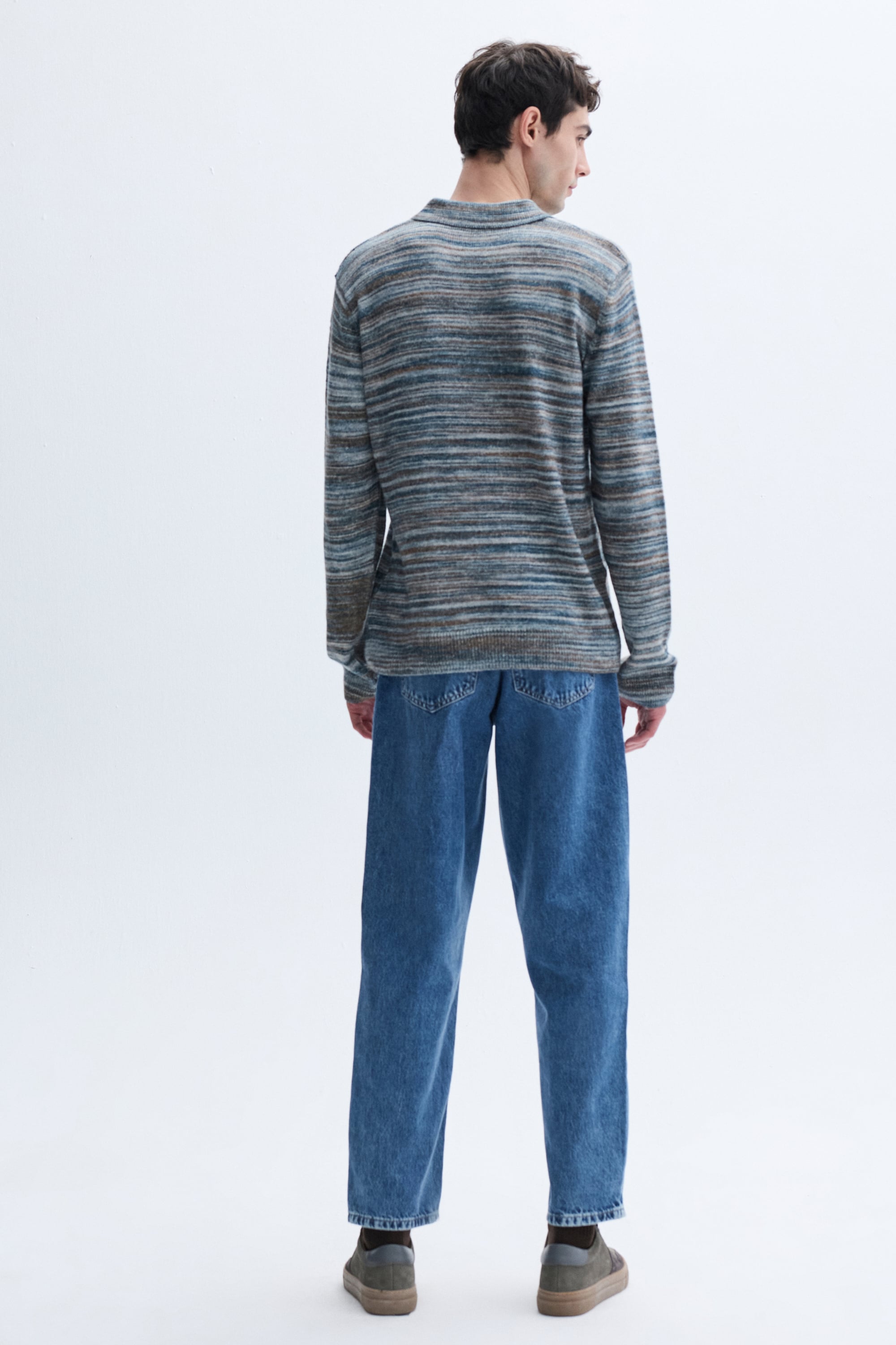 ÇİZGİLİ POLO YAKA KAZAK