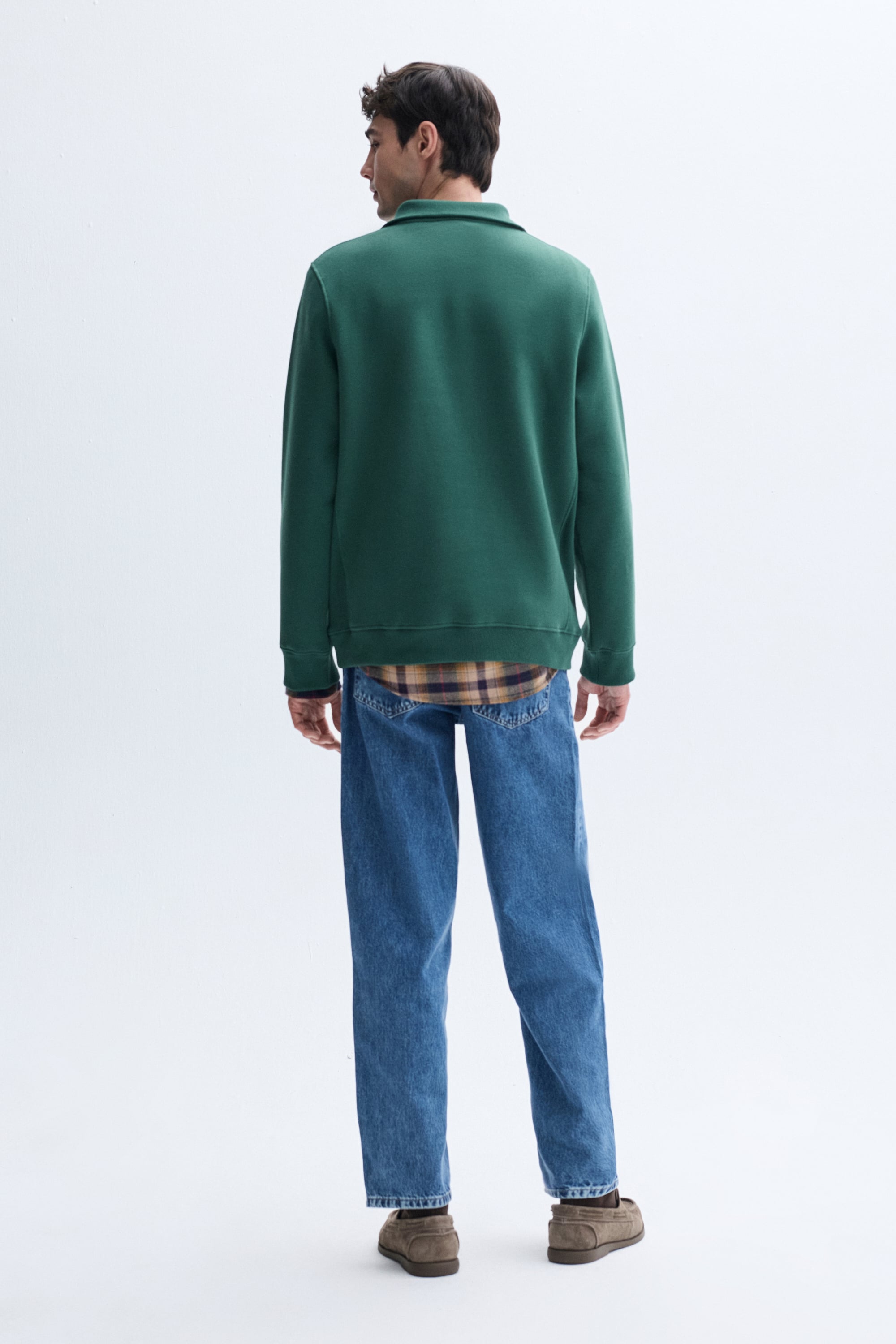 COMFORT FIT FERMUARLI DİK YAKA SWEATSHIRT