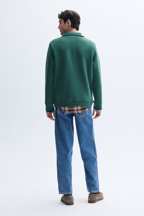  COMFORT FIT FERMUARLI DİK YAKA SWEATSHIRT