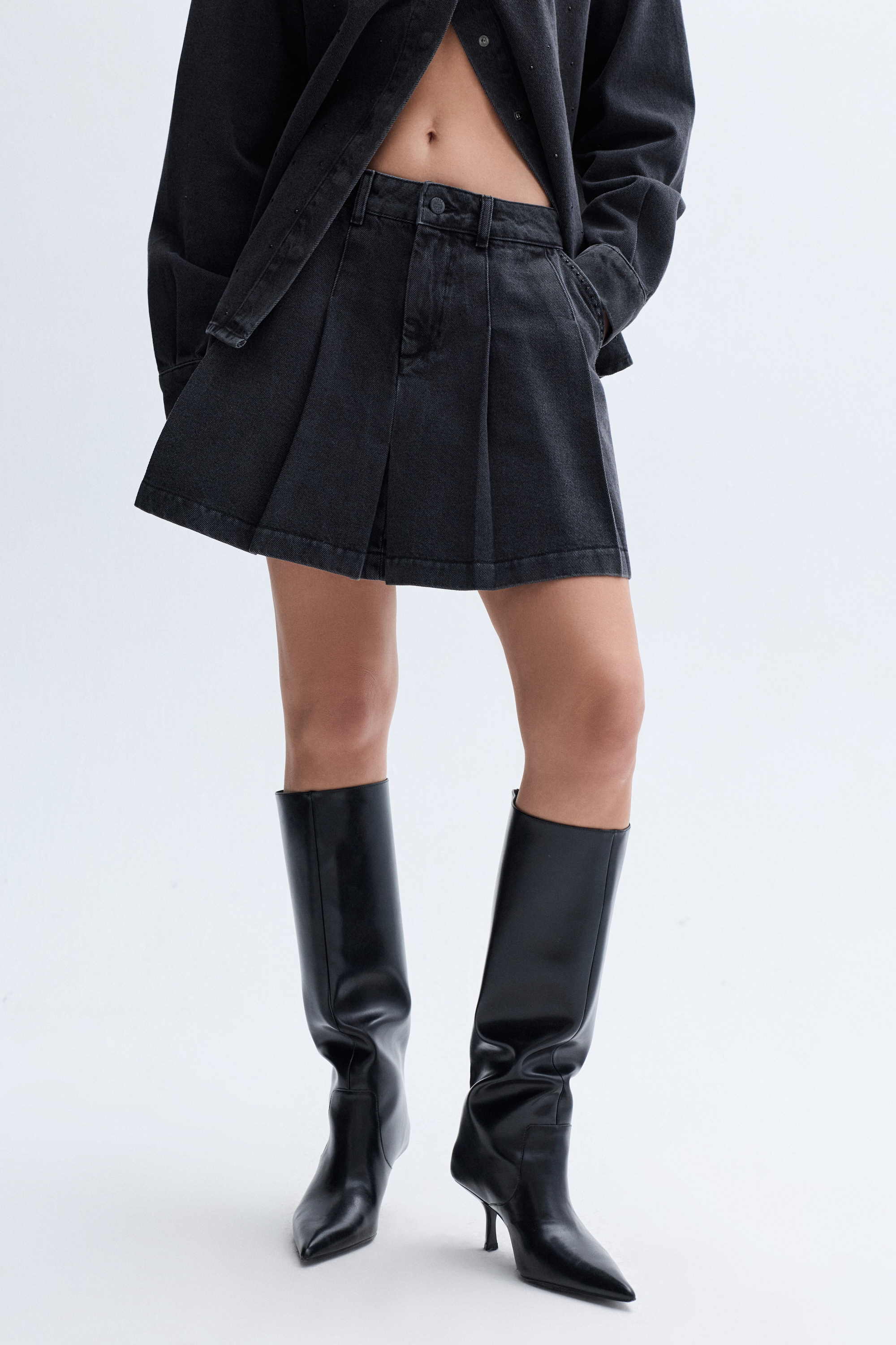 PİLELİ MİNİ JEAN ETEK