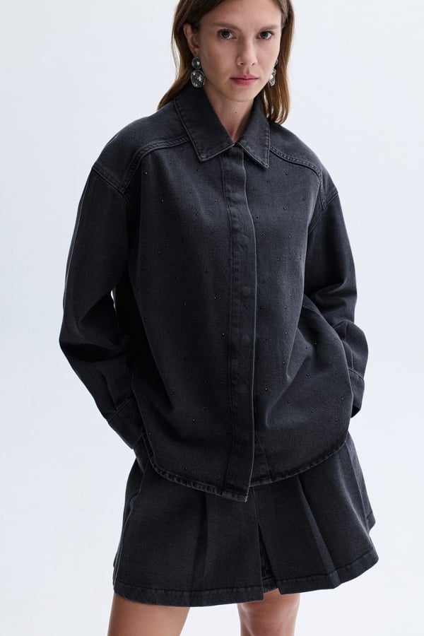 OVERSIZE TAŞLI JEAN CEKET